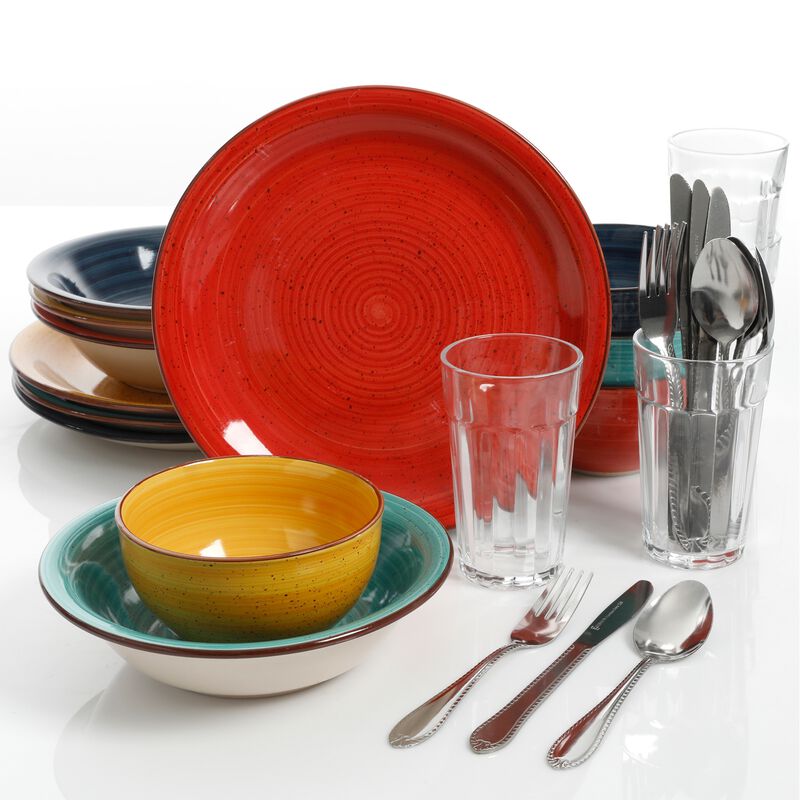 Gibson Color Speckle 28 Piece Mix and Match Dinnerware Combo Set image number 4