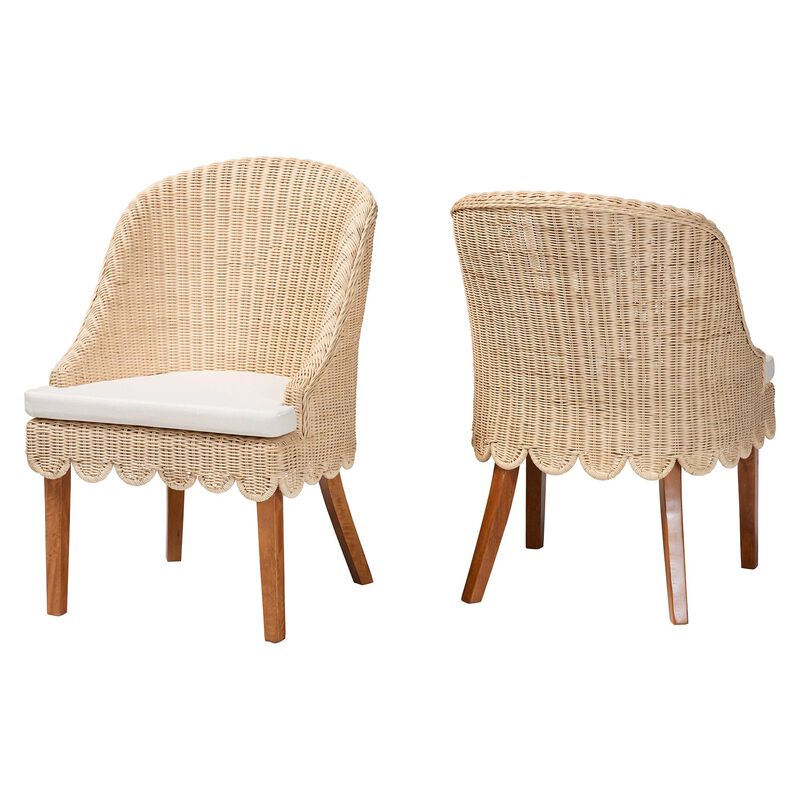 bali & pari Mabel Natural Rattan 2-Piece Dining Chair Set - Handwoven Wicker Accent Chair with Wingback Frame and Seat Cushion for Kitchen or Dining Room image number 0