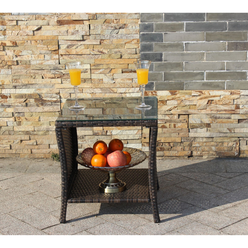 Streamdale Outdoor Patio Furniture 1 Coffee Table With Clear Tempered Glass