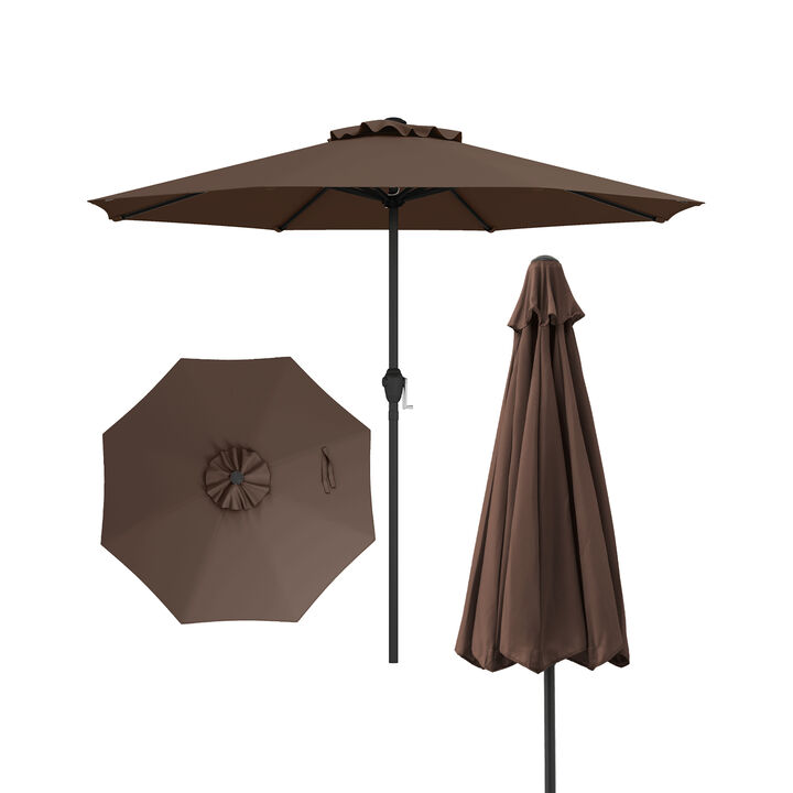 Outdoor Heavy Duty Market Umbrella with Crank Handle and 8 Sturdy Ribs