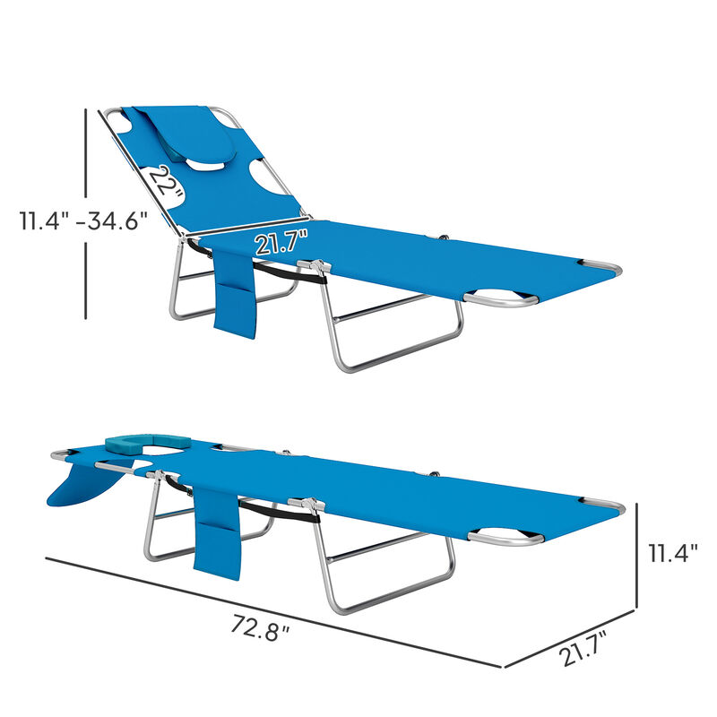 Hivvago Adjustable Outdoor Chaise Lounge Chair with Pillow image number 2