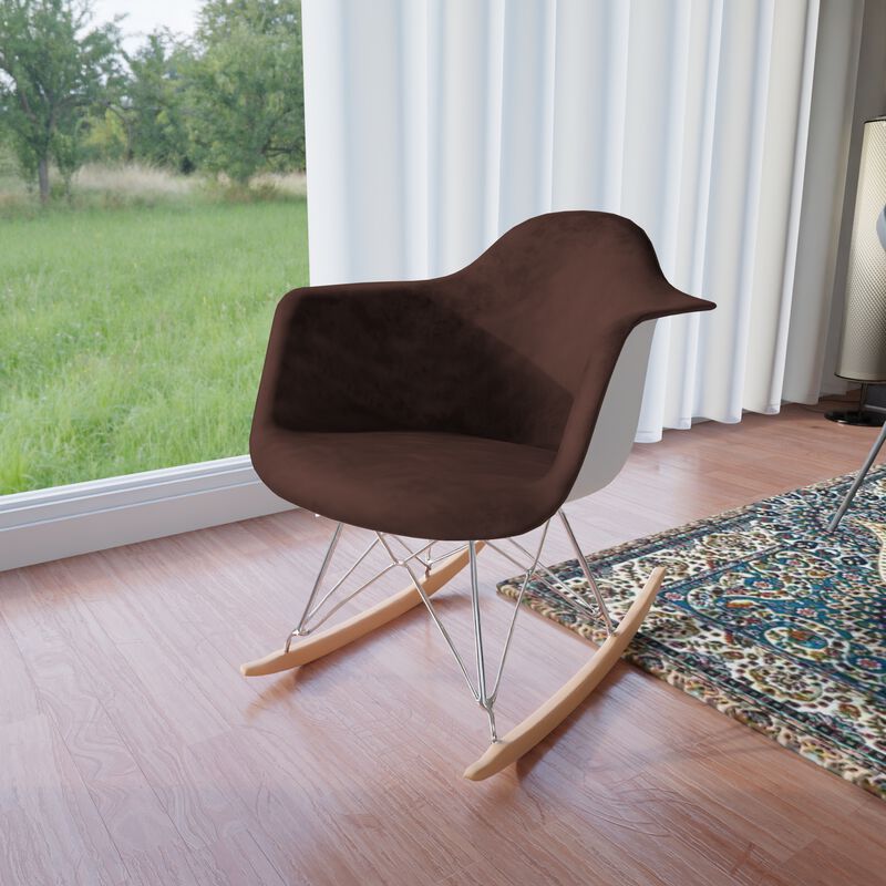 LeisureMod Wilson Twill Fabric Eiffel Rocking Chair