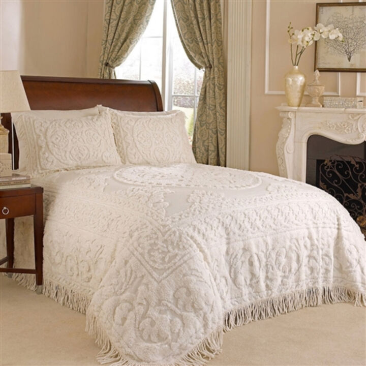 Cotton Chenille Bedspread with 2 Standard size Pillow Shams
