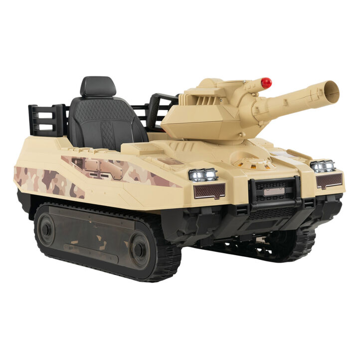 Kids Ride On Military Style Tank with 12V Power Rotatable Turret and Missiles