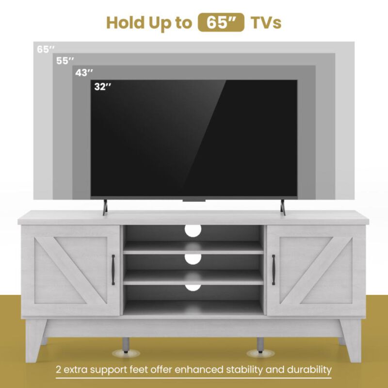 Hivvago Farmhouse TV Stand for TVs Up to 65 Inches with 2 Barn Door Cabinets