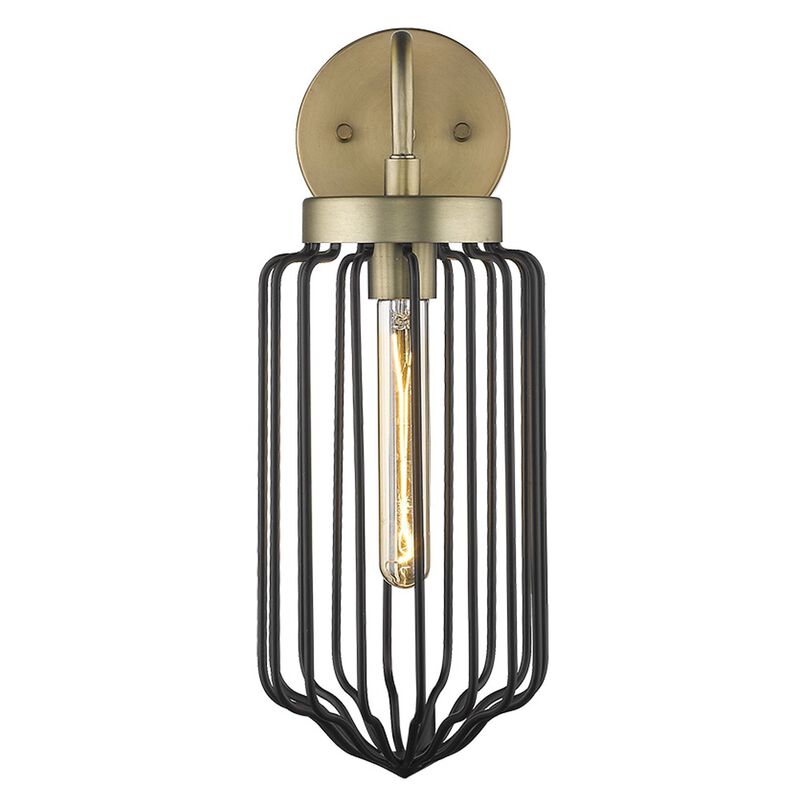 Hivvago Gold and Black Metal Cage Wall Sconce