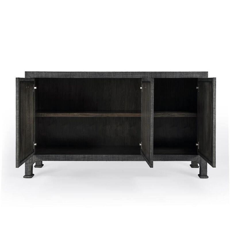 Butler Specialty Chatham 3-Drawer Raffia 60 Sideboard, Charcoal