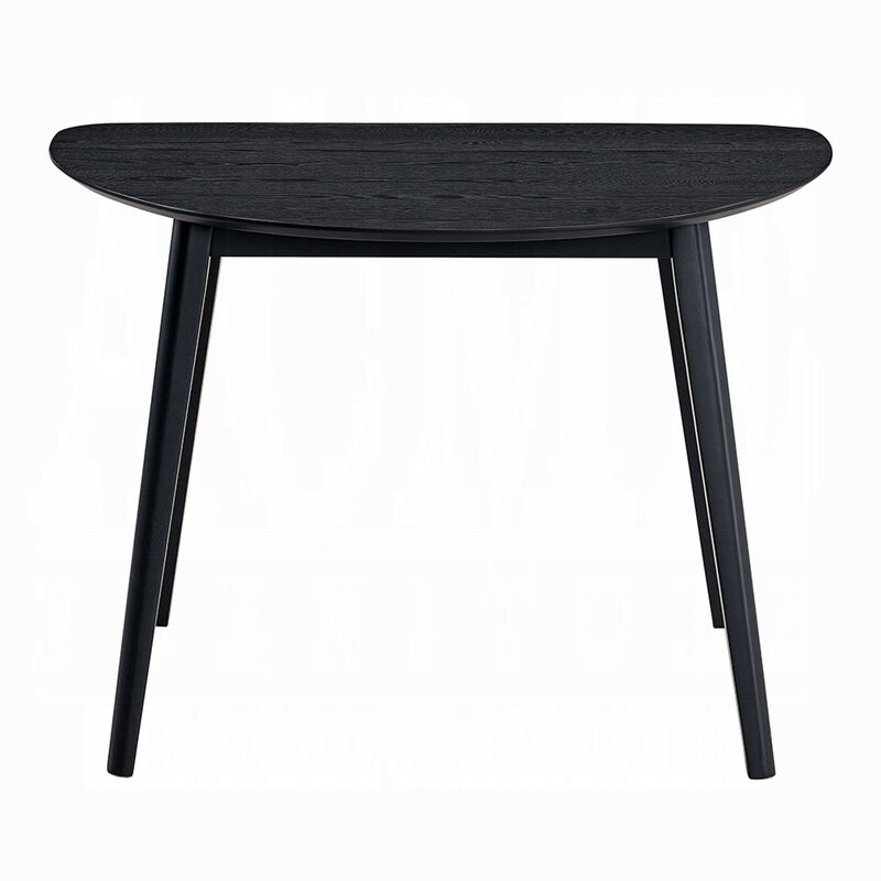 Rory Dining Table, 43 Inch Half Moon Top, Scandinavian Black Wood