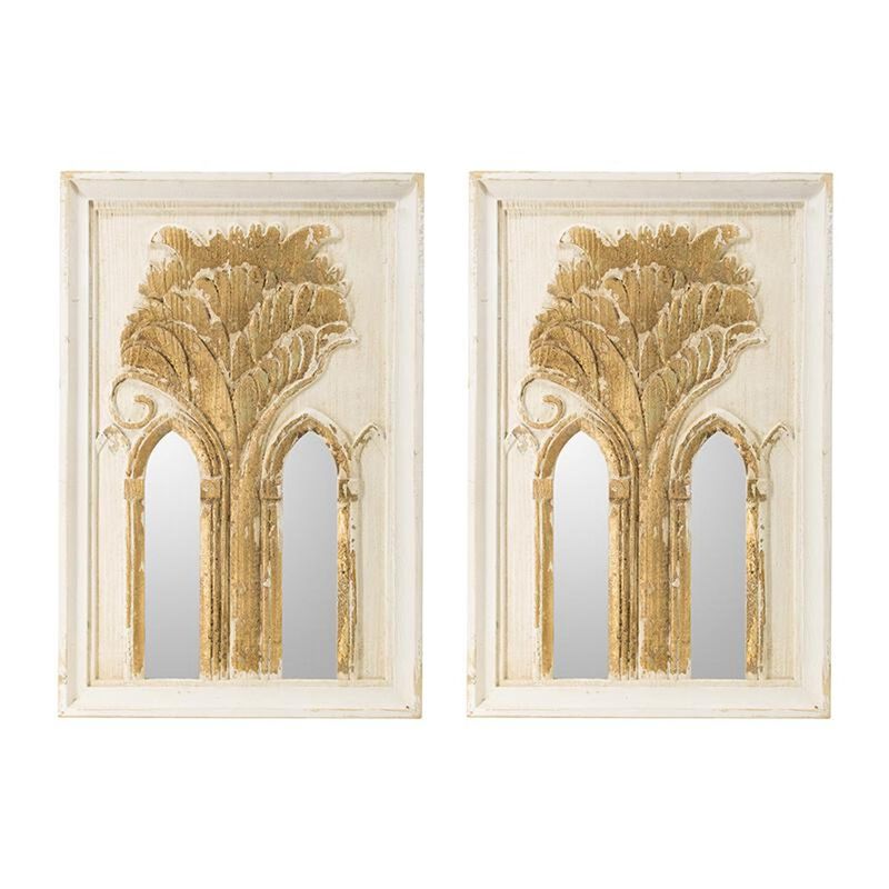 HomeRoots Set of Two 30" White and Gold Wood Framed Accent Mirrors image number 3