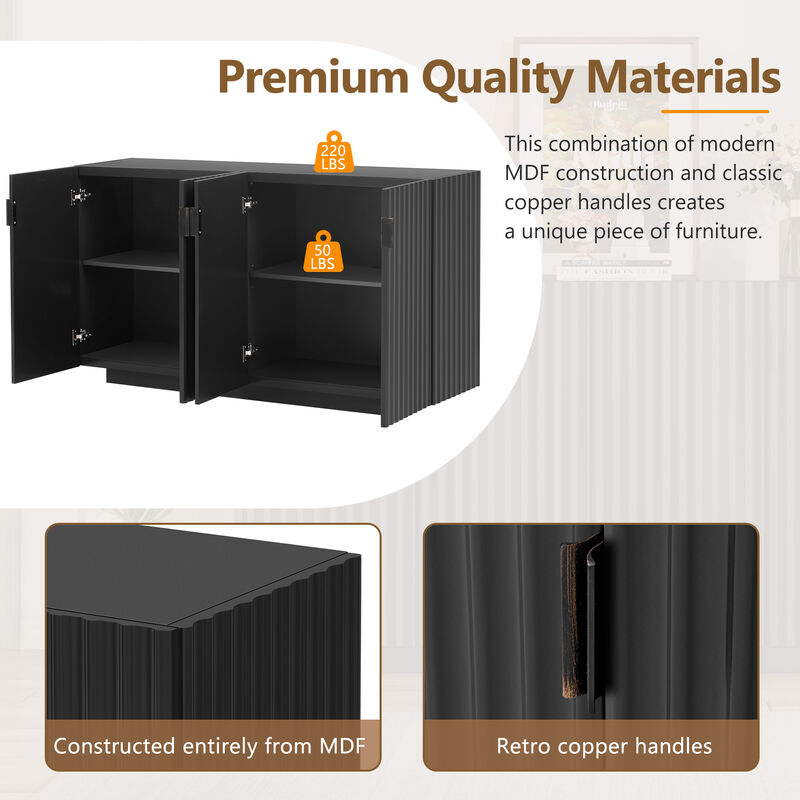 Merax 4 Wavy Doors Sideboard with Adjustable Shelves