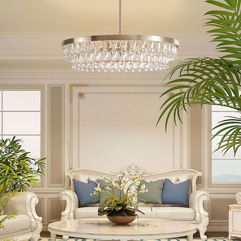 Eva Antique Nickel 24" Crystal 6-light Chandelier image number 7