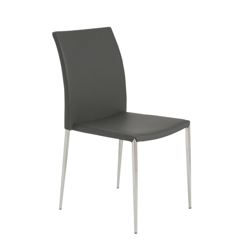 Set of 2 Stacking Chairs with Steel Frame and Faux Leather Seat