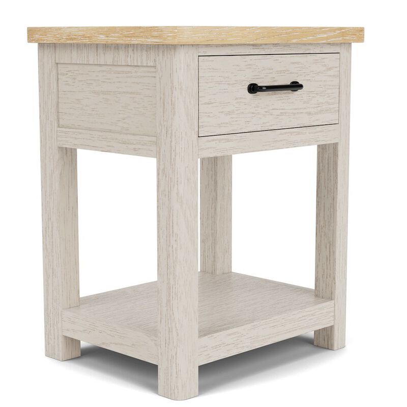 FurniFact Wood Nightstand with Drawer &ndash; Beige End Table Bedroom Accent Storage image number 5