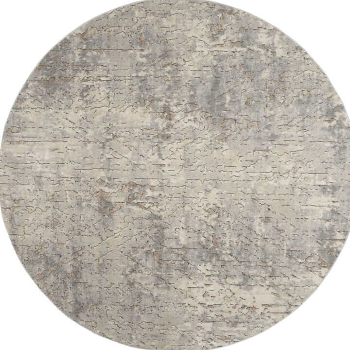 HomeRoots Round Abstract Power Loom Area Rug