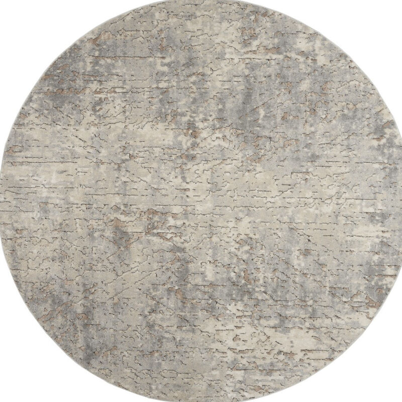 HomeRoots Round Abstract Power Loom Area Rug image number 0