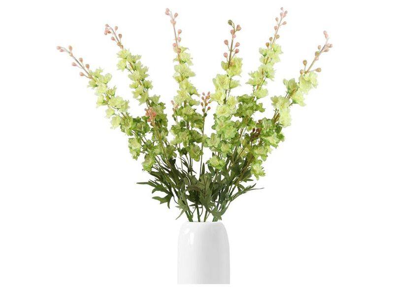 6 Piece Light Sage Green Artificial Delphinium Flower Stems Long Stem Vase image number 0