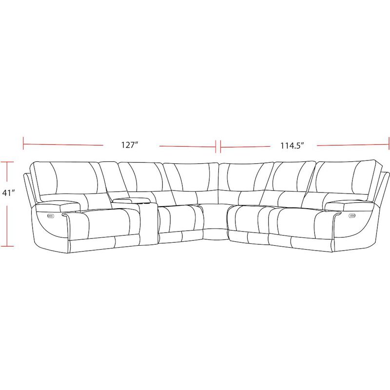 Parker Living 6 Piece Modular Power Reclining Sectional with Power Adjustable Headrests