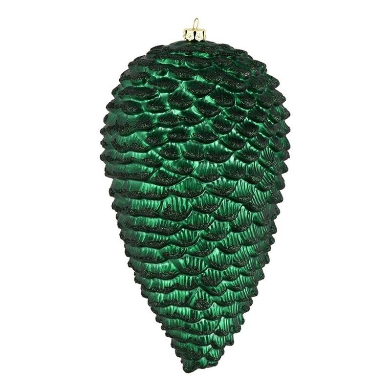 Vickerman 7" Pinecone Christmas Ornaments in Glitter Midnight Green (Set of 4) image number 0