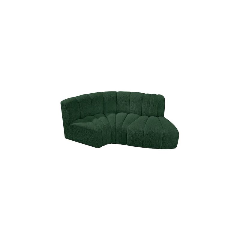 Meridian Furniture Arc Green Boucle Fabric Modular Sofa