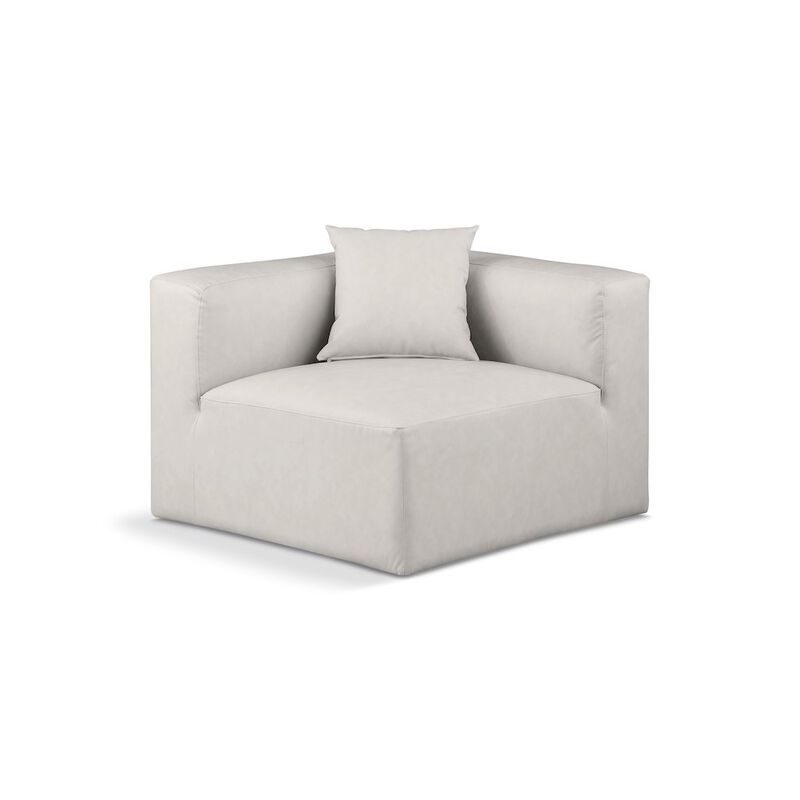 Meridian Furniture Cube Cream Vegan Leather Corner Chair