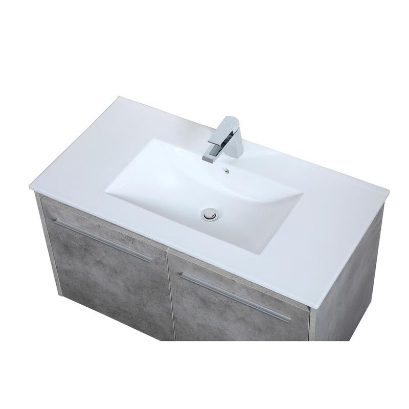 Elegant Kitchen and Bath 36 inch  Single Bathroom Floating Vanity in Concrete Grey