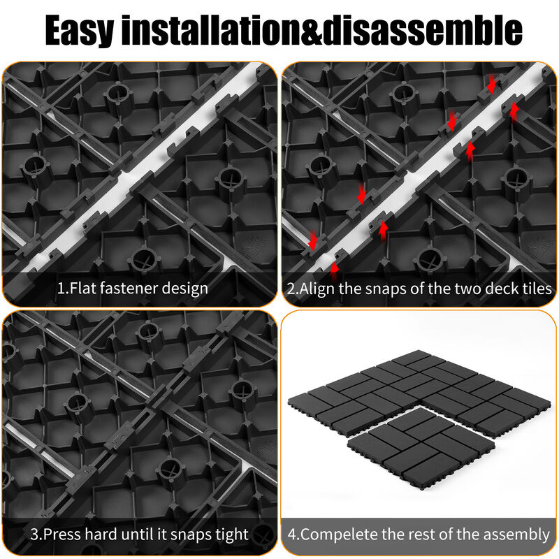 44 Pcs Plastic Interlocking Patio Deck Tiles,Outdoor Flooring, Waterproof for All-Weather Use image number 4
