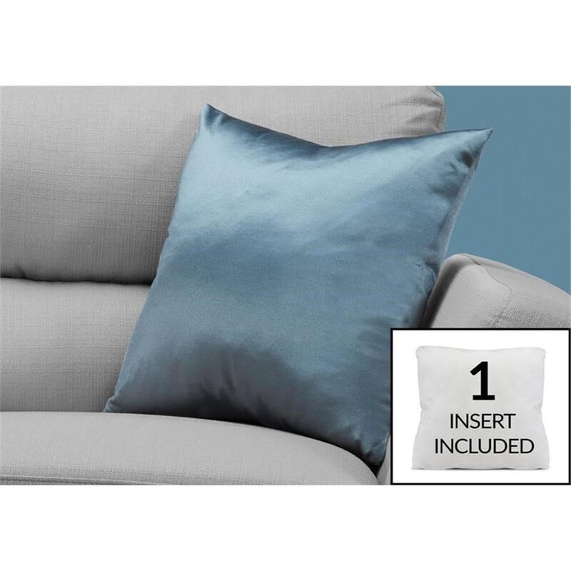 Monarch Specialties I 9342 Pillows, 18 X 18 Square, Insert Included, Decorative Throw, Accent, Sofa, Couch, Bedroom, Polyester, Hypoallergenic, Blue, Modern image number 4