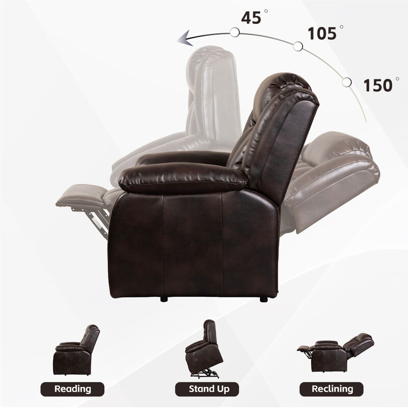 Lift Chair Recliners, Electric Power Recliner Chair Sofa for Elderly, massage and heating (Common, Red Brown)