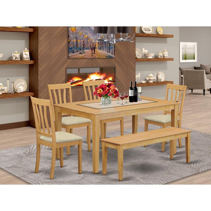 6 Pc Table and chair set - Kitchen Table and 4 Kitchen Chairs plus Wooden bench
