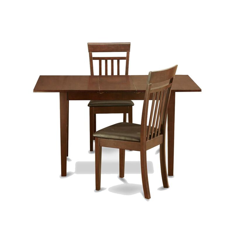 3 Pc small Kitchen Table set - Table with Leaf and 2 Kitchen Chairs
