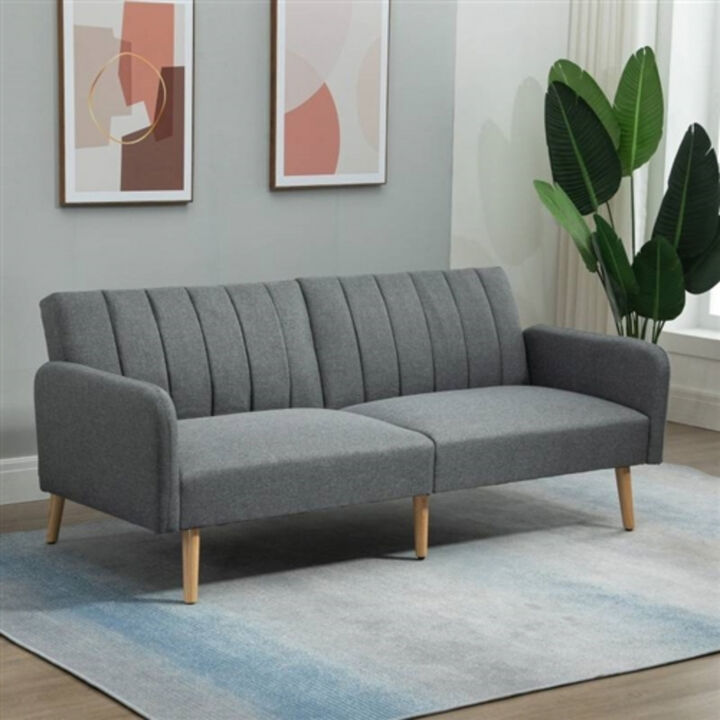 Modern Mid-Century Linen-touch Polyester Futon Sleeper Sofa Bed