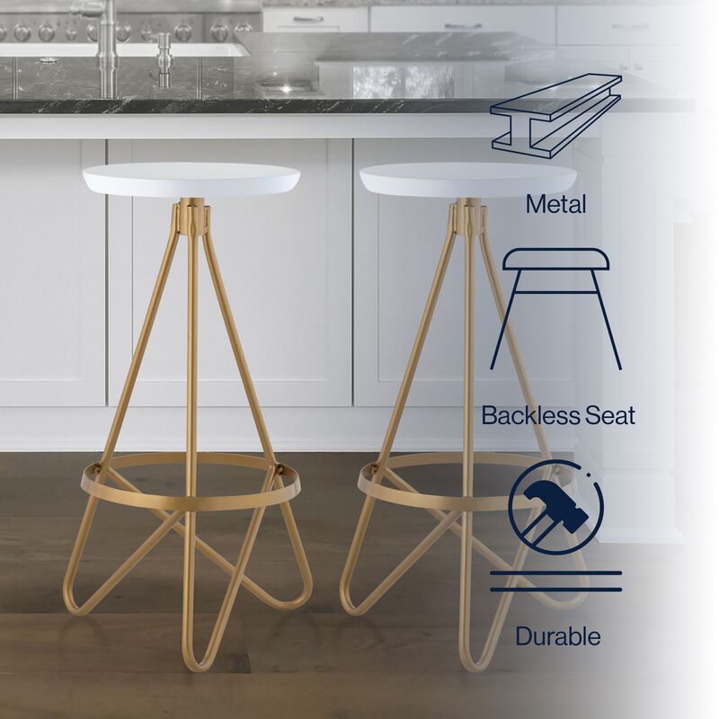 Spiroa 30" Modern Industrial Metal Backless Circular Bar Stool