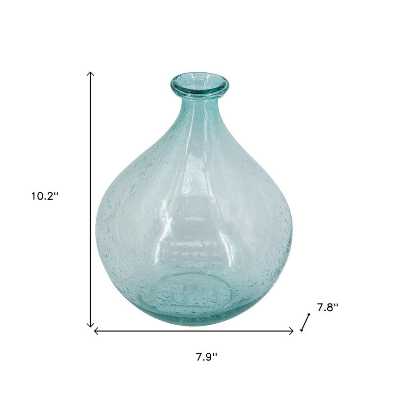 HomeRoots 10" Aqua Bubble Glass Round Table Vase image number 4