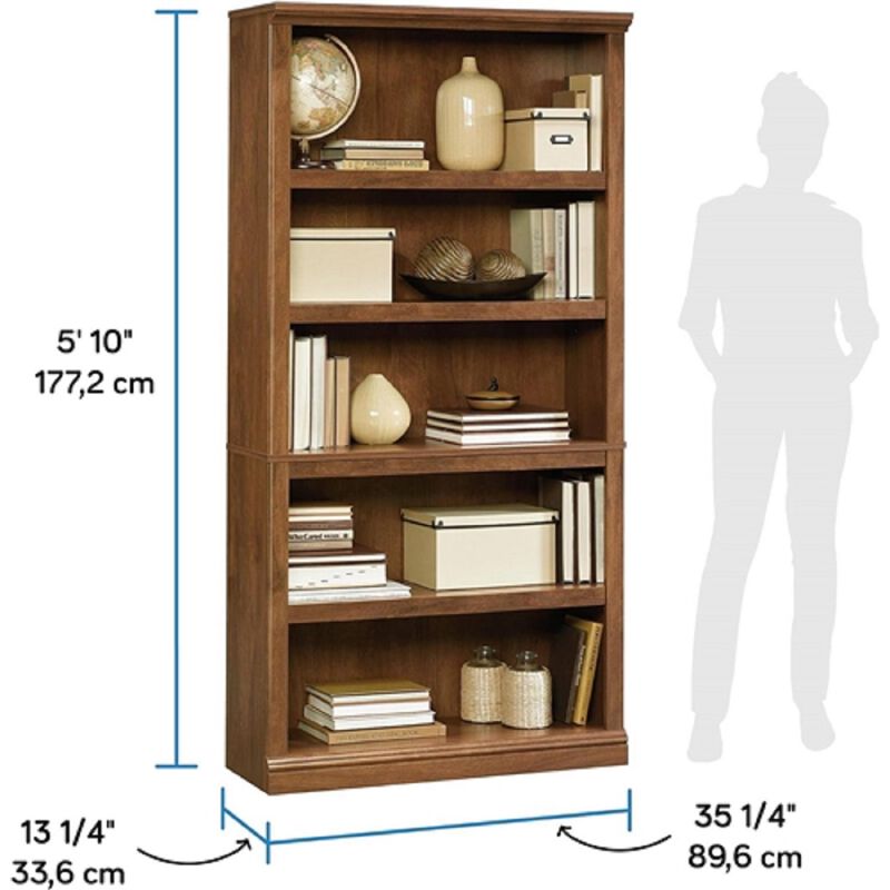 Freestanding 5-Shelf Bookcase in Oiled Wood for Storage and Decor image number 2
