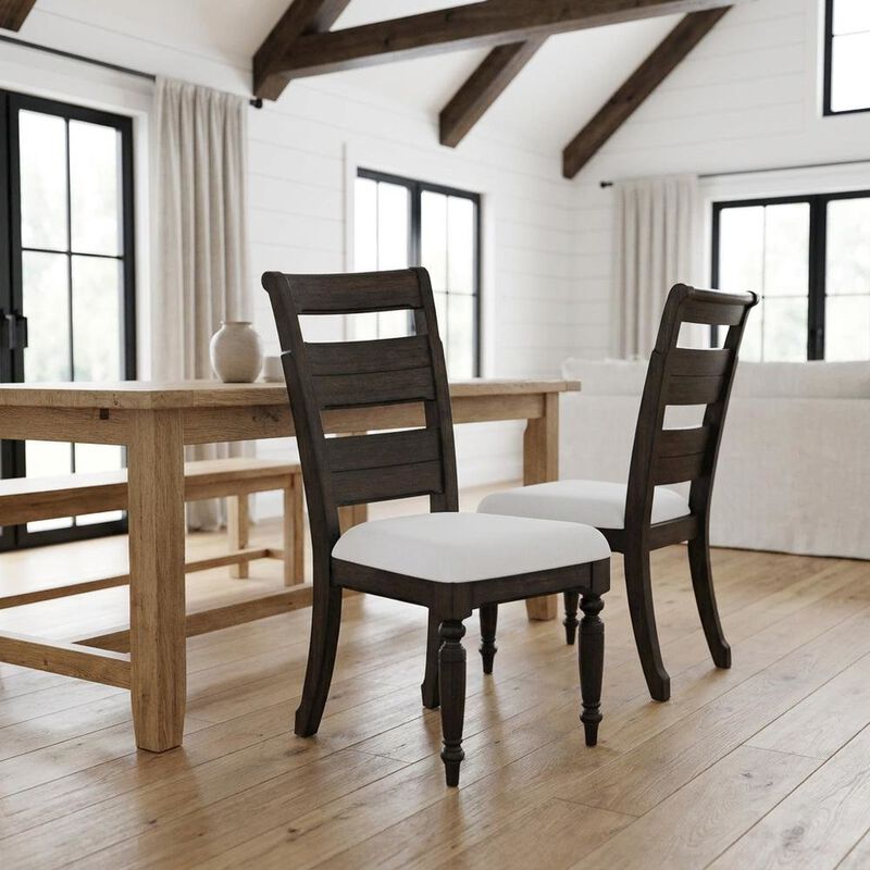 FurniFact Solid Hardwood Ladder Back Dining Chair for Kitchen Dining Room, Set of 2 image number 3