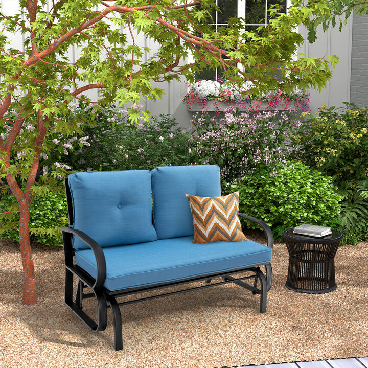 Patio 2-Person Glider Bench Rocking Loveseat with Cushioned Armrest
