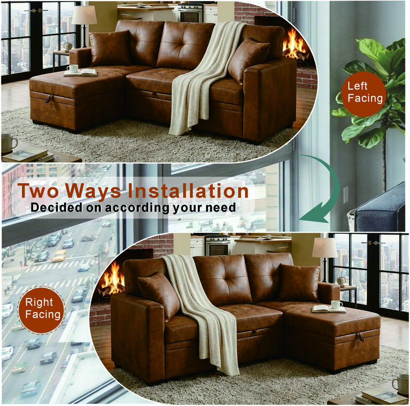 Jomple Foil Fabric Sectional Sleeper sofa image number 4