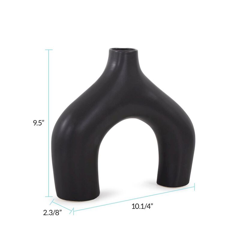 Howard Elliott Beltram Black Modern Styled Ceramic Footed Vase image number 5