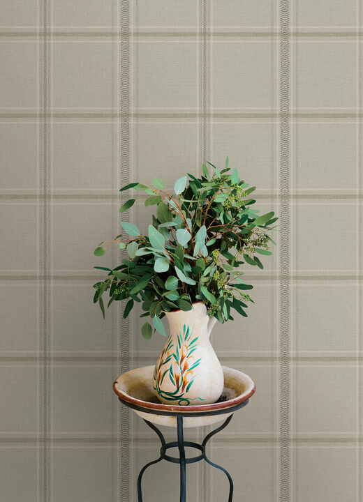Auberge Taupe Plaid Wallpaper (Set of 2)