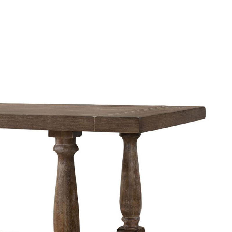 Traditional Style Wooden Dining Table with Rectangular Shape and Angled Legs, Brown - Benzara