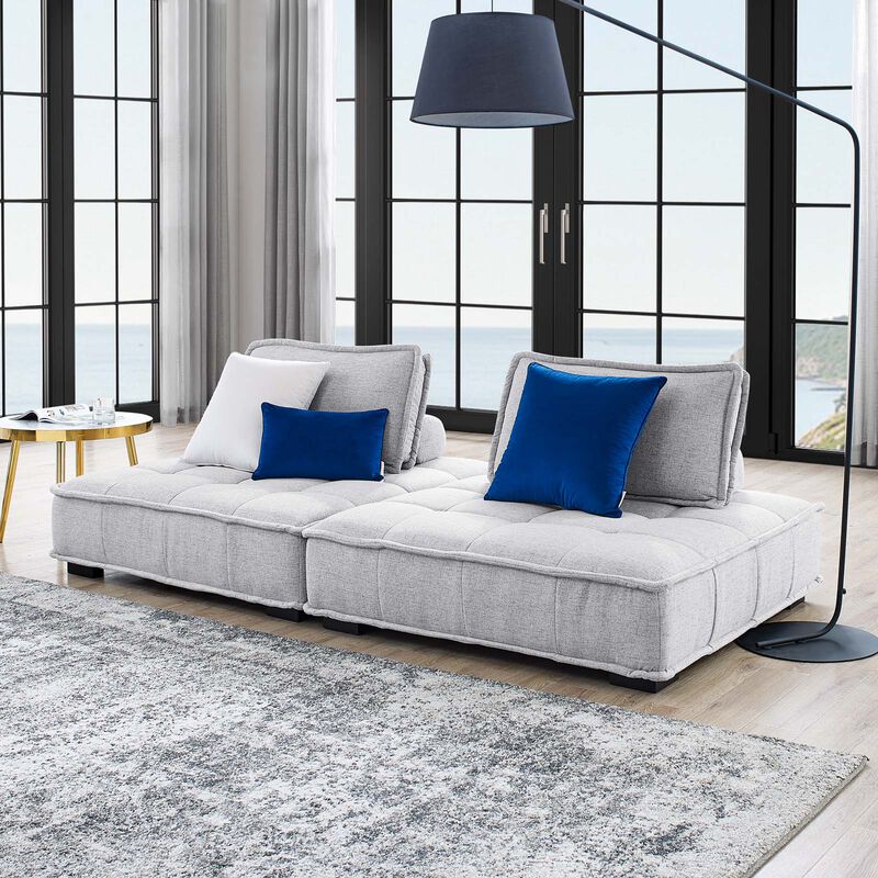 Saunter Tufted Fabric 2-Piece Loveseat Gray