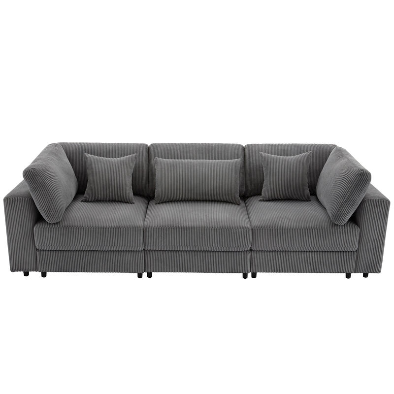 Merax Modern 3 Seater Sofa with 5 Pillows