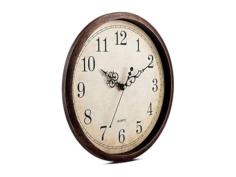 Vintage Brown Dining Wall Clock 12 Inch Silent Non Ticking Easy Read image number 3