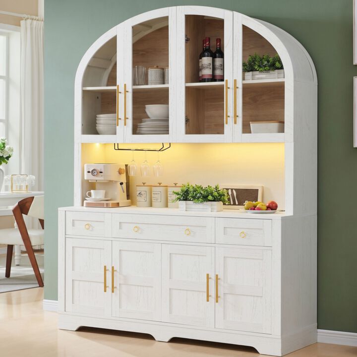 Dondzu Tall Arched LED‑lighted Hutch‑Style Buffet Cabinet