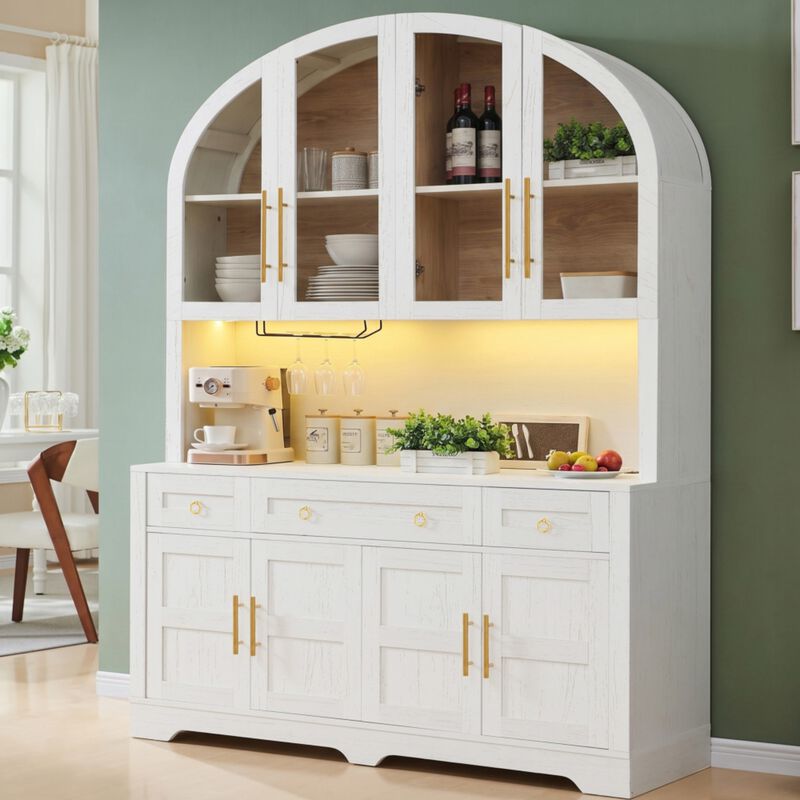 Dondzu Tall Arched LED‑lighted Hutch‑Style Buffet Cabinet image number 1