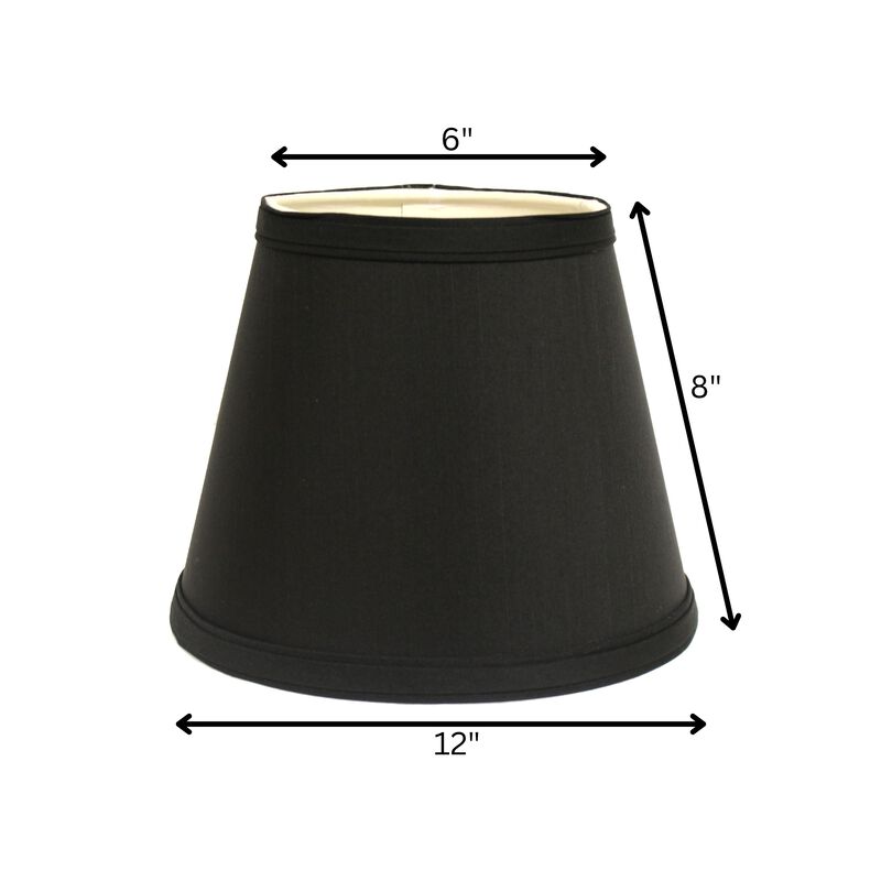 Hivvago 12" Black with White Hardback Empire Slanted Slanted Shantung Lampshade