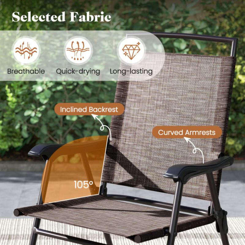 Hivvago 3 Pieces Patio Round Table and Folding Chairs Set with Rippled Tempered Glass Tabletop