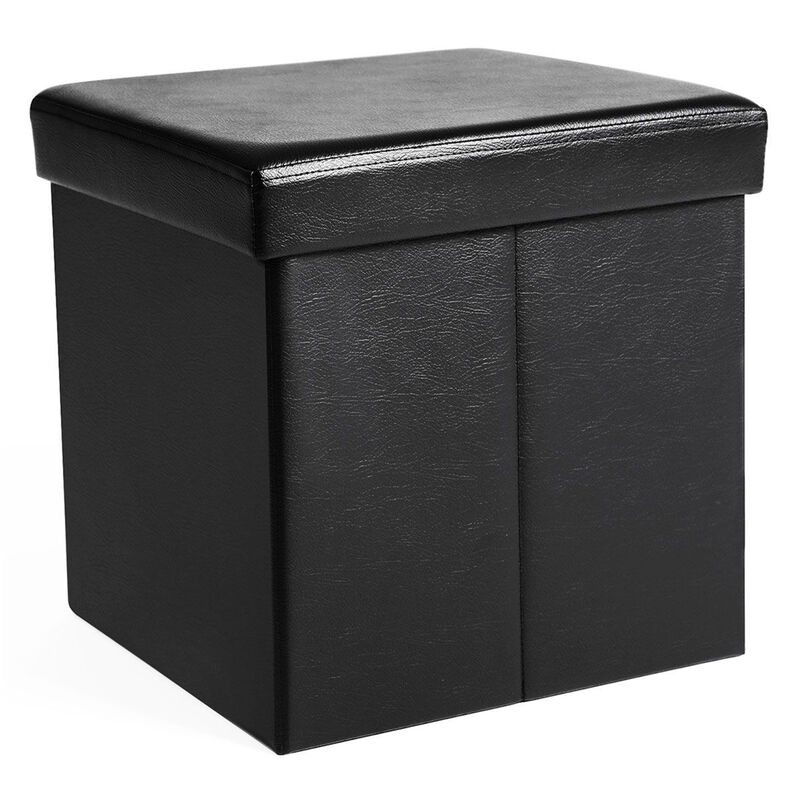 Folding Ottoman Cube Storage Stool with Hidden Compartment image number 0