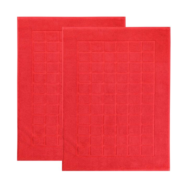 Washable Cotton Checkered Bath Rug Set of 2 for Bathrooms