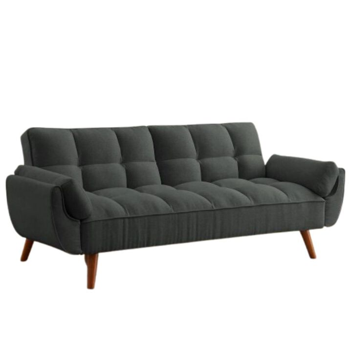 Hivvago Mid-Century Modern Sofa Bed in Dark Grey Linen Polyester Tufted Upholstery